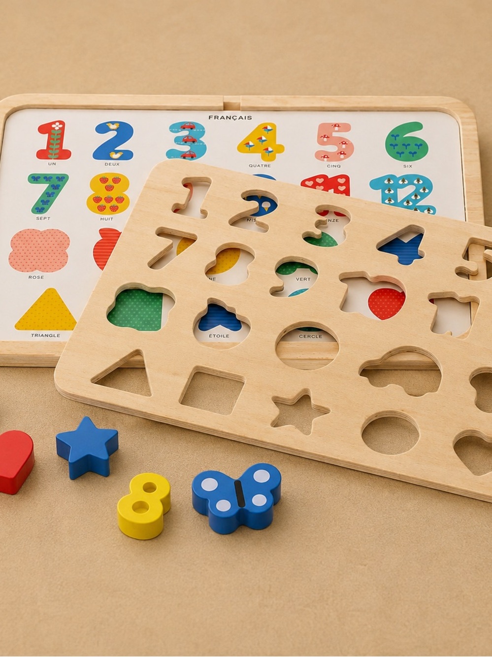 NWT PETIT COLLAGE
Wooden Tray Puzzle: Numbers, Shapes & Colors - Picture 11 of 11